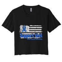 Colon Cancer Support Unit Flag Blue Colon Cancer Awareness Funny Gift Women's Crop Top Tee