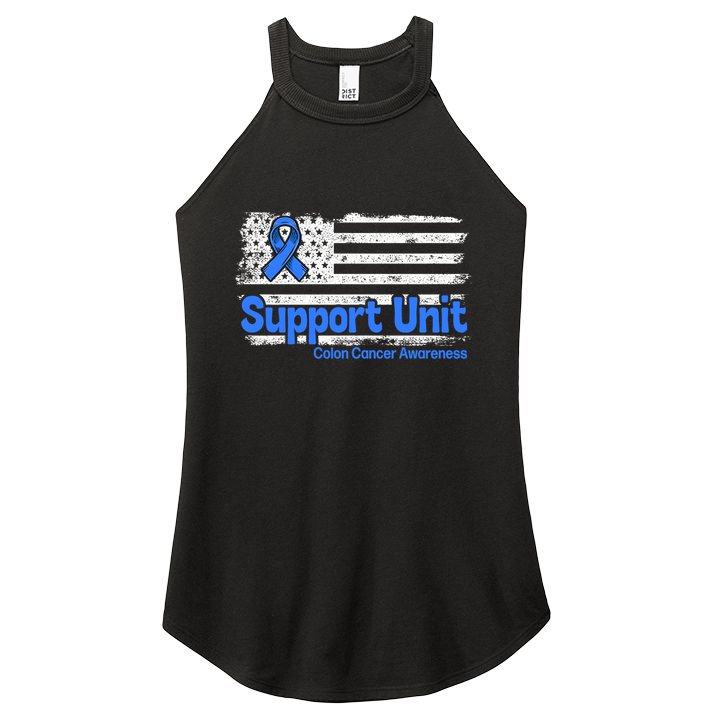 Colon Cancer Support Unit Flag Blue Colon Cancer Awareness Funny Gift Women's Perfect Tri Rocker Tank