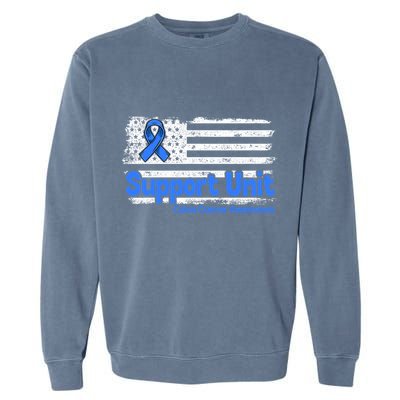 Colon Cancer Support Unit Flag Blue Colon Cancer Awareness Funny Gift Garment-Dyed Sweatshirt
