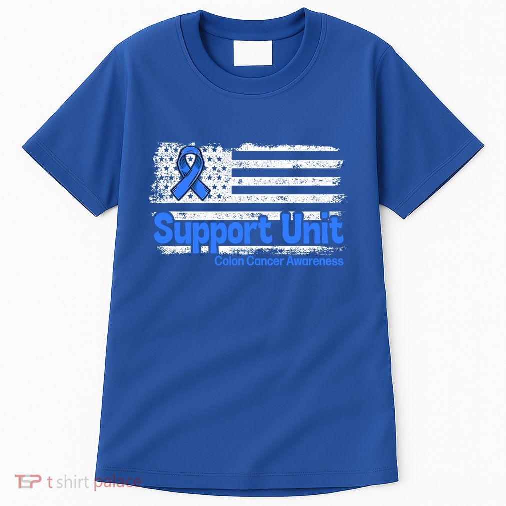 Colon Cancer Support Unit Flag Blue Colon Cancer Awareness Funny Gift Tall T-Shirt