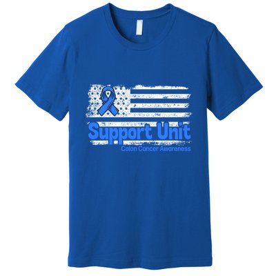 Colon Cancer Support Unit Flag Blue Colon Cancer Awareness Funny Gift Premium T-Shirt