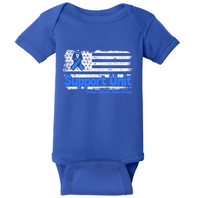 Colon Cancer Support Unit Flag Blue Colon Cancer Awareness Funny Gift Baby Bodysuit