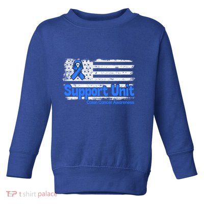 Colon Cancer Support Unit Flag Blue Colon Cancer Awareness Funny Gift Toddler Sweatshirt