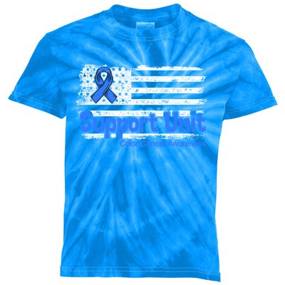 Colon Cancer Support Unit Flag Blue Colon Cancer Awareness Funny Gift Kids Tie-Dye T-Shirt