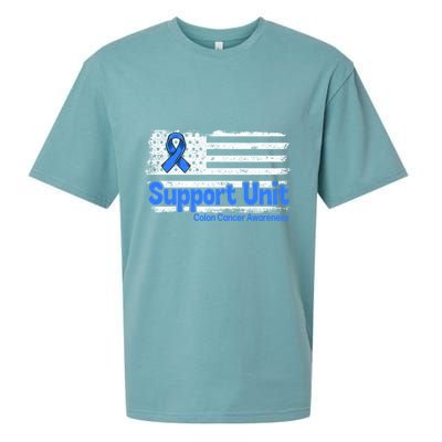 Colon Cancer Support Unit Flag Blue Colon Cancer Awareness Funny Gift Sueded Cloud Jersey T-Shirt