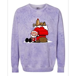 Christmas Cute Santa Claus And Rudolph Winter Snow Christmas Colorblast Crewneck Sweatshirt