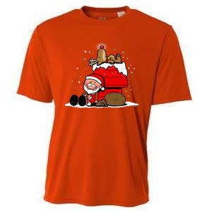 Christmas Cute Santa Claus And Rudolph Winter Snow Christmas Cooling Performance Crew T-Shirt