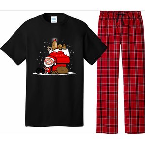 Christmas Cute Santa Claus And Rudolph Winter Snow Christmas Pajama Set