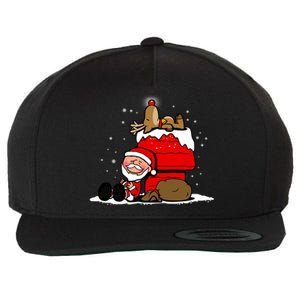 Christmas Cute Santa Claus And Rudolph Winter Snow Christmas Wool Snapback Cap