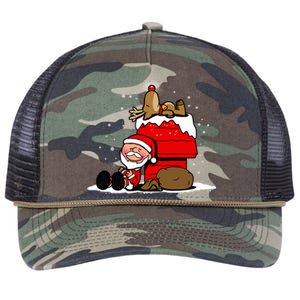 Christmas Cute Santa Claus And Rudolph Winter Snow Christmas Retro Rope Trucker Hat Cap