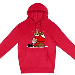 Christmas Cute Santa Claus And Rudolph Winter Snow Christmas Premium Pullover Hoodie