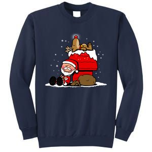 Christmas Cute Santa Claus And Rudolph Winter Snow Christmas Sweatshirt