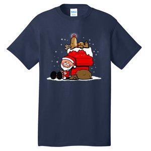 Christmas Cute Santa Claus And Rudolph Winter Snow Christmas Tall T-Shirt