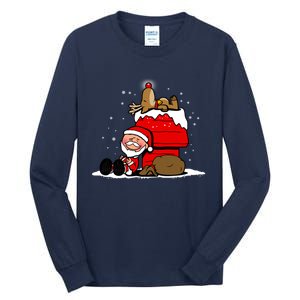 Christmas Cute Santa Claus And Rudolph Winter Snow Christmas Tall Long Sleeve T-Shirt