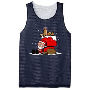 Christmas Cute Santa Claus And Rudolph Winter Snow Christmas Mesh Reversible Basketball Jersey Tank