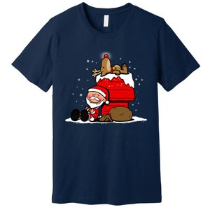 Christmas Cute Santa Claus And Rudolph Winter Snow Christmas Premium T-Shirt