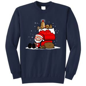 Christmas Cute Santa Claus And Rudolph Winter Snow Christmas Tall Sweatshirt