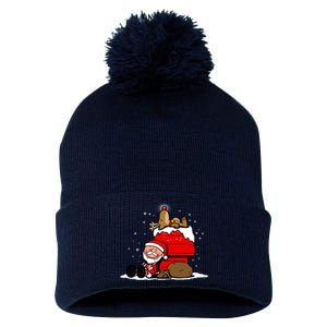 Christmas Cute Santa Claus And Rudolph Winter Snow Christmas Pom Pom 12in Knit Beanie