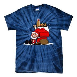 Christmas Cute Santa Claus And Rudolph Winter Snow Christmas Tie-Dye T-Shirt