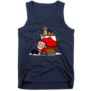 Christmas Cute Santa Claus And Rudolph Winter Snow Christmas Tank Top