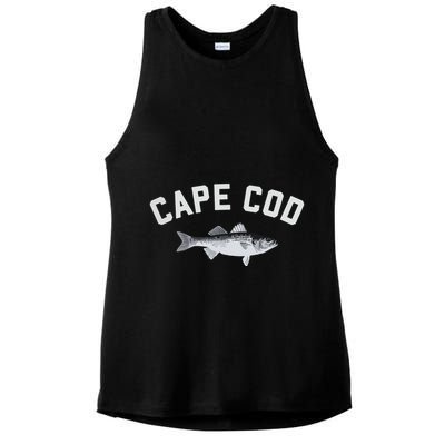 Cape Cod Striper Striped Bass Fun Fishing Ladies PosiCharge Tri-Blend Wicking Tank