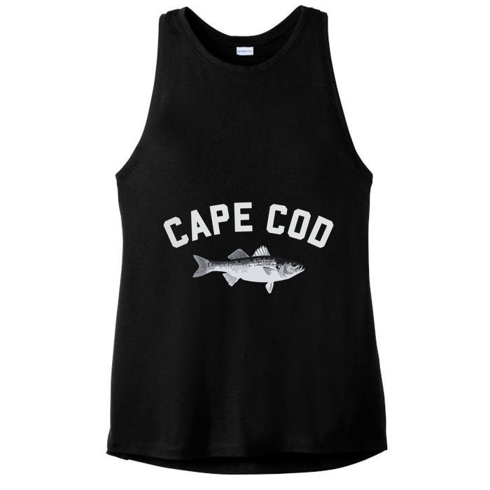 Cape Cod Striper Striped Bass Fun Fishing Ladies PosiCharge Tri-Blend Wicking Tank