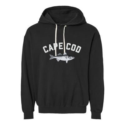 Cape Cod Striper Striped Bass Fun Fishing Garment-Dyed Fleece Hoodie