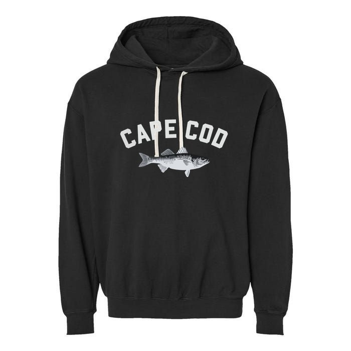 Cape Cod Striper Striped Bass Fun Fishing Garment-Dyed Fleece Hoodie
