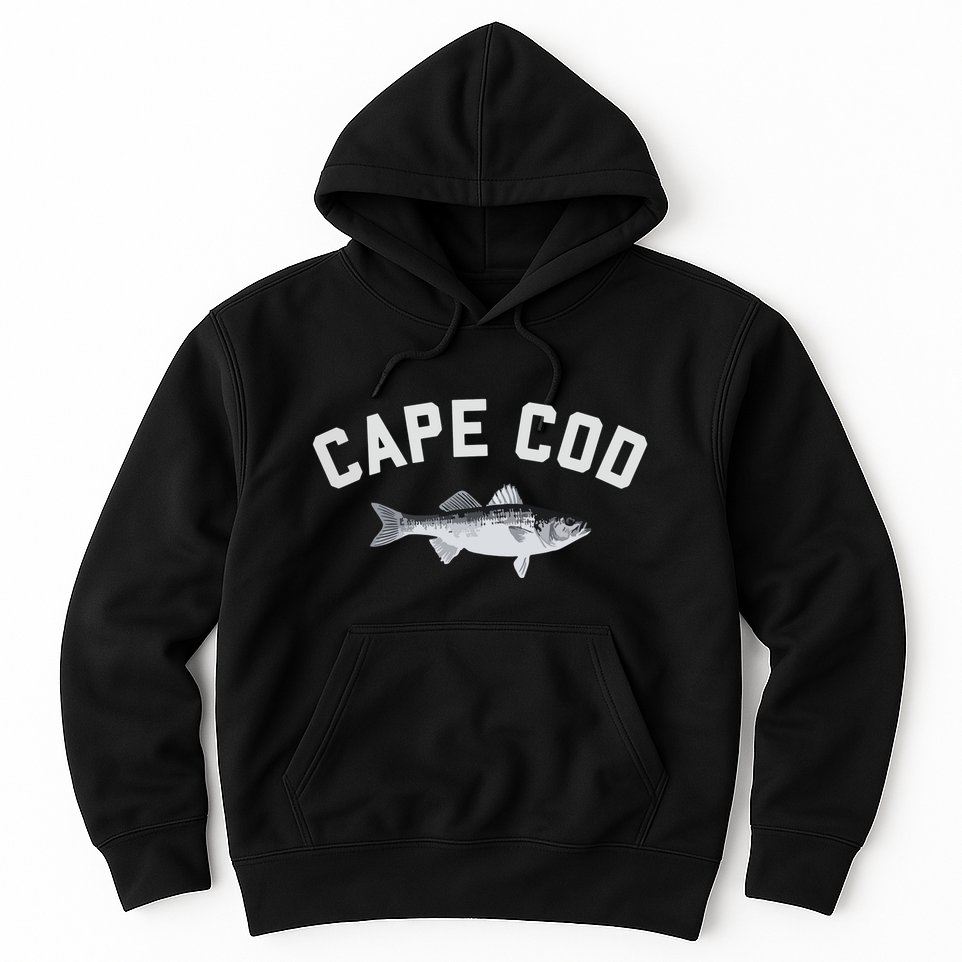 Cape Cod Striper Striped Bass Fun Fishing Hoodie