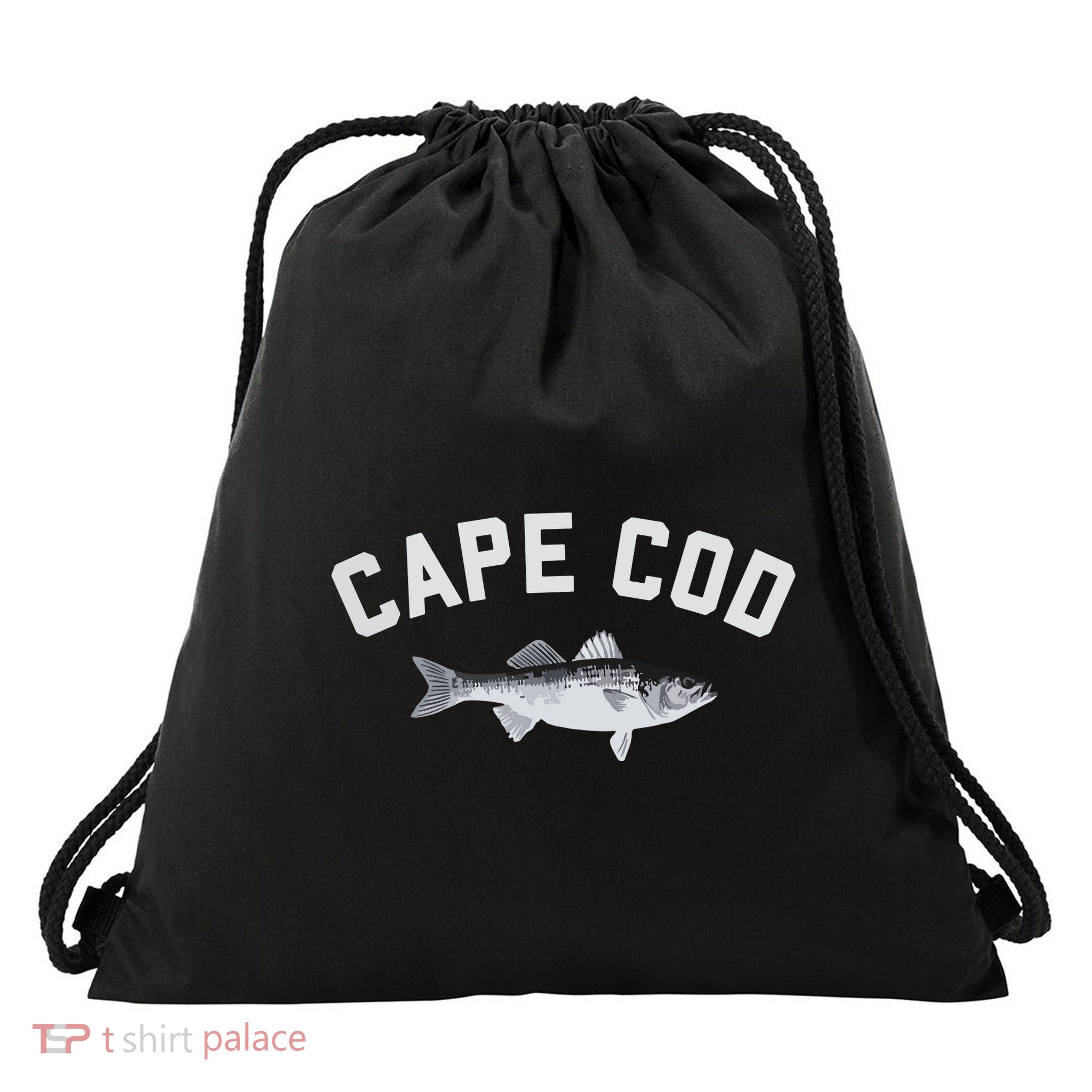 Cape Cod Striper Striped Bass Fun Fishing Drawstring Bag