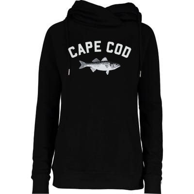 Cape Cod Striper Striped Bass Fun Fishing Womens Funnel Neck Pullover Hood