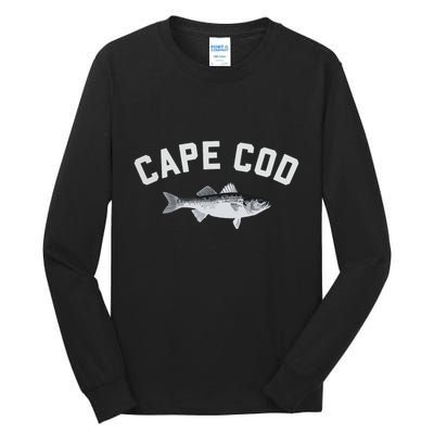 Cape Cod Striper Striped Bass Fun Fishing Tall Long Sleeve T-Shirt