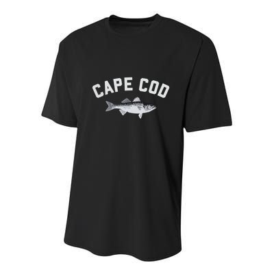 Cape Cod Striper Striped Bass Fun Fishing Youth Performance Sprint T-Shirt