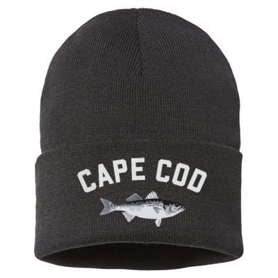 Cape Cod Striper Striped Bass Fun Fishing Sustainable Knit Beanie