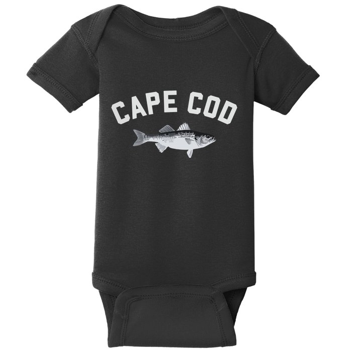 Cape Cod Striper Striped Bass Fun Fishing Baby Bodysuit
