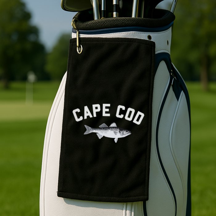 Cape Cod Striper Striped Bass Fun Fishing Golf Towel