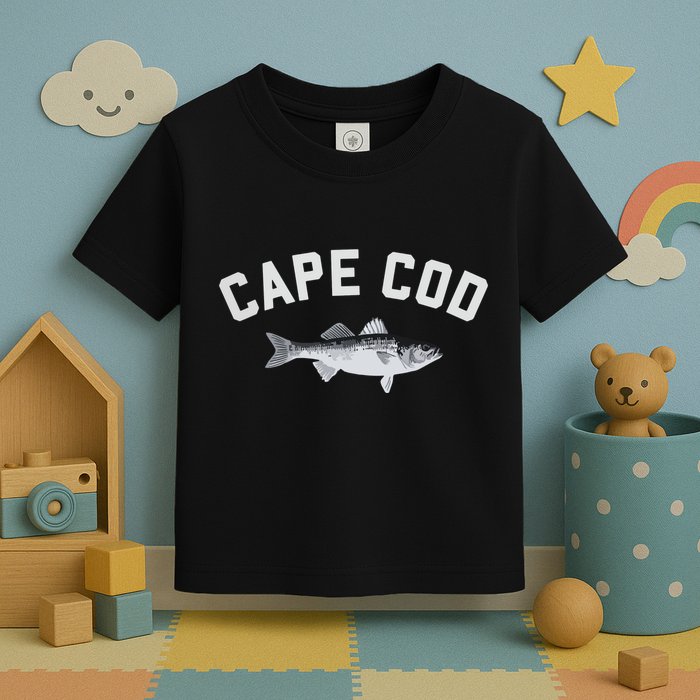 Cape Cod Striper Striped Bass Fun Fishing Toddler T-Shirt