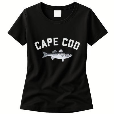 Cape Cod Striper Striped Bass Fun Fishing Womens T-Shirt