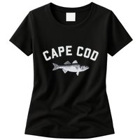 Cape Cod Striper Striped Bass Fun Fishing Womens T-Shirt