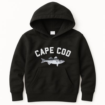 Cape Cod Striper Striped Bass Fun Fishing Kids Hoodie
