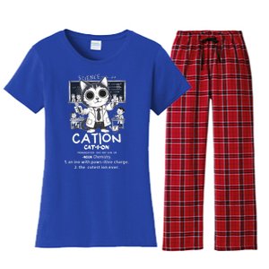 Cation Cute Science Cat Pawsitive Elet Chemistry Teacher Gift Women's Flannel Pajama Set