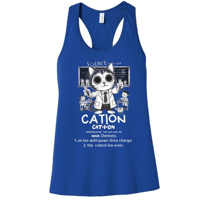 Cation Cute Science Cat Pawsitive Elet Chemistry Teacher Gift Women's Racerback Tank