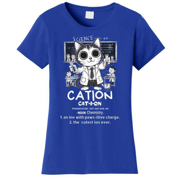 Cation Cute Science Cat Pawsitive Elet Chemistry Teacher Gift Women's T-Shirt