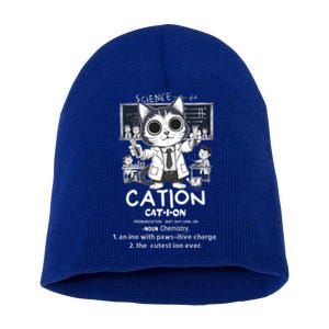 Cation Cute Science Cat Pawsitive Elet Chemistry Teacher Gift Short Acrylic Beanie