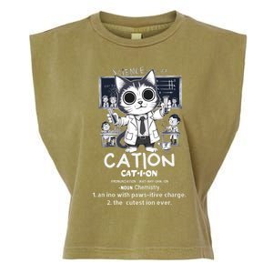 Cation Cute Science Cat Pawsitive Elet Chemistry Teacher Gift Garment-Dyed Women's Muscle Tee