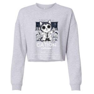 Cation Cute Science Cat Pawsitive Elet Chemistry Teacher Gift Cropped Pullover Crew