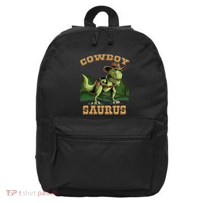 Cool Cowboy Saurus Funny Western Rodeo Dinosaur Lover Gift 16 in Basic Backpack