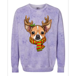 Chihuahua Christmas Santa Clause Dog Reindeer Xmas Dog Lover Gift Colorblast Crewneck Sweatshirt