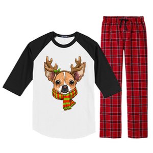 Chihuahua Christmas Santa Clause Dog Reindeer Xmas Dog Lover Gift Raglan Sleeve Pajama Set