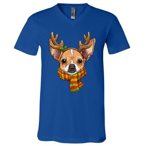 Chihuahua Christmas Santa Clause Dog Reindeer Xmas Dog Lover Gift V-Neck T-Shirt